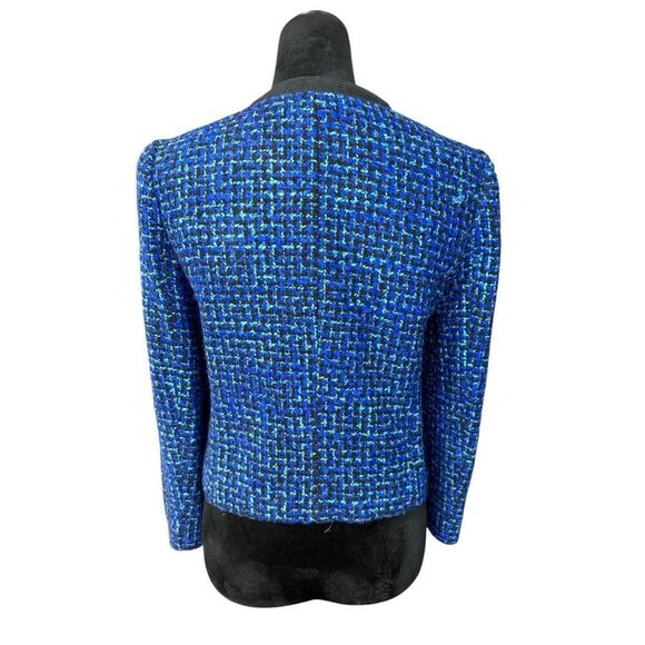J. Crew Tweed LADY Jacket Blazer Wool Blend Blue Black Size 4 - Picture 5 of 12
